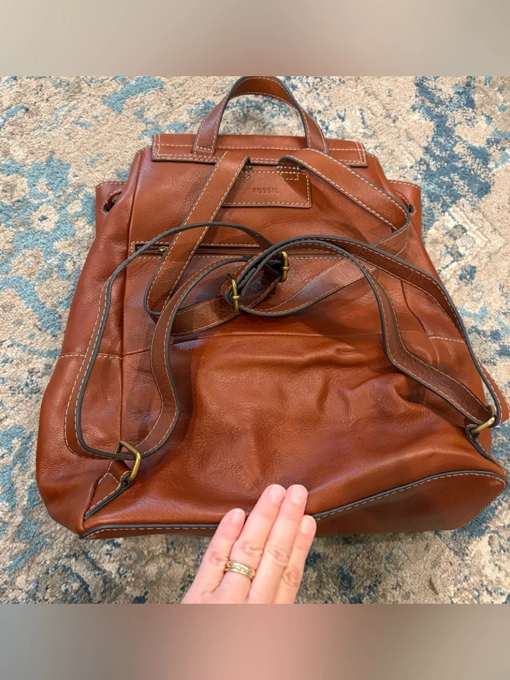 Fossil Luna Leather Drawstring Backpack with Buckle